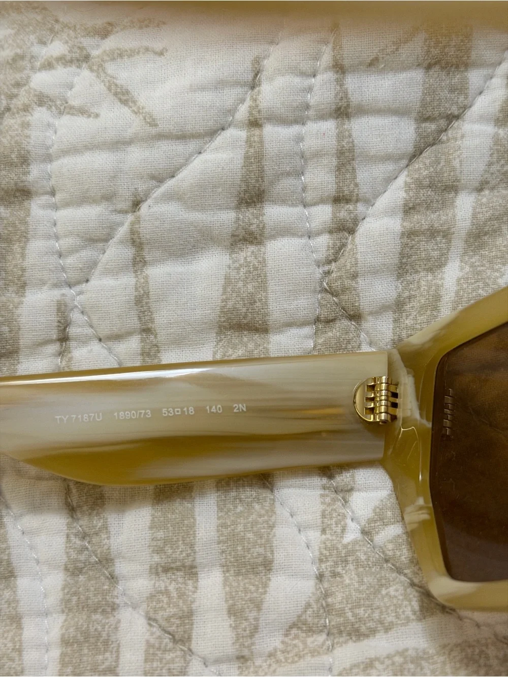 Tory Burch Cream Frame Sunglasses with Brown Lenses